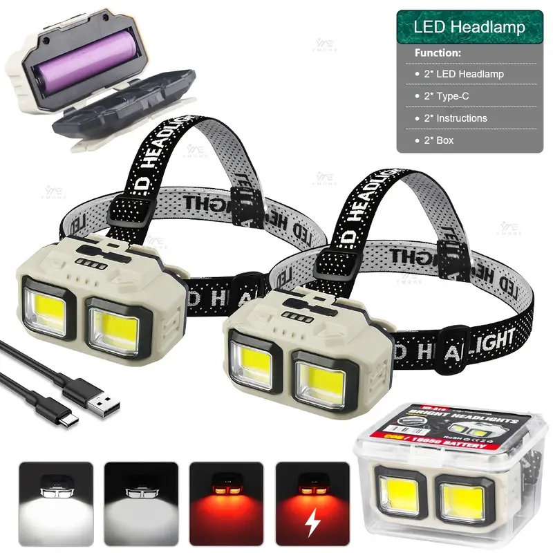 Fishing Headlamp - COB LED كشافات مصباح أمامي قابل