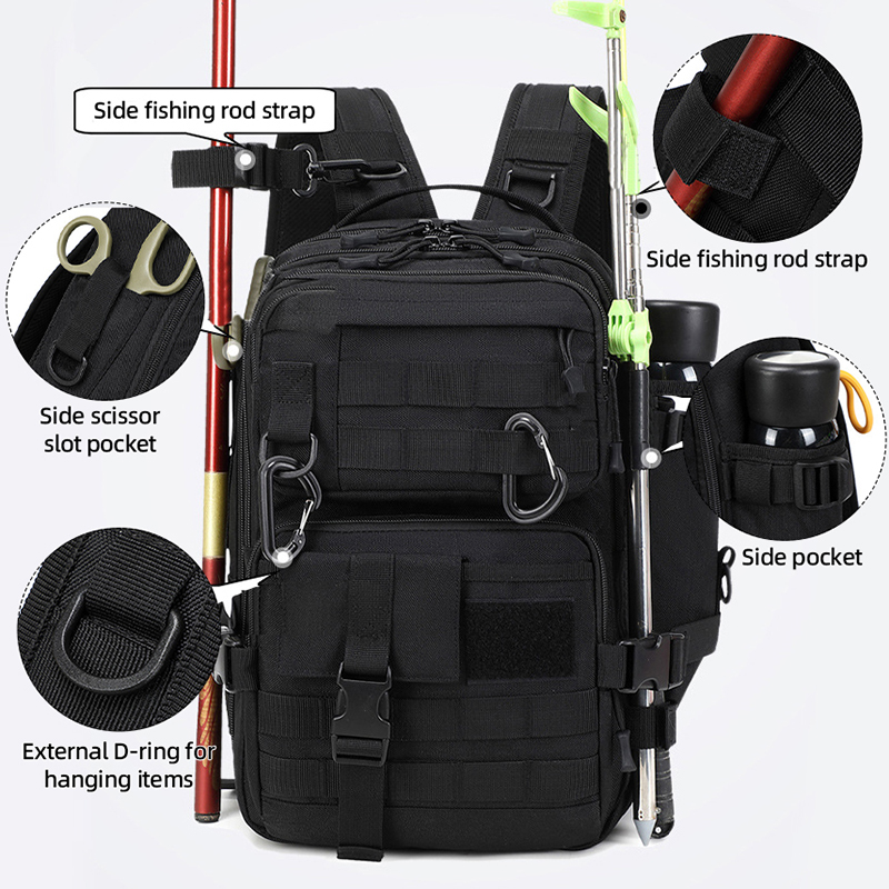 Fishing Equipment Bag - حقيبة ظهر تكتيكية للتخييم والسفر كبيرة