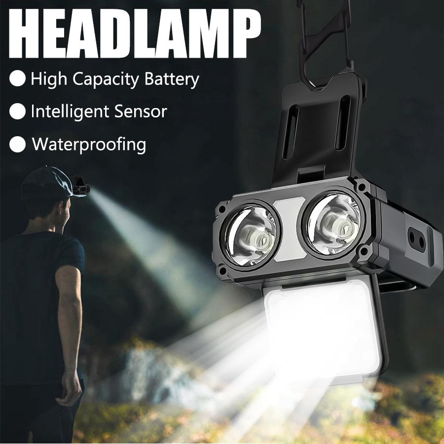 Fishing Headlamp - الاستشعار COB LED كشافات غطاء كليب