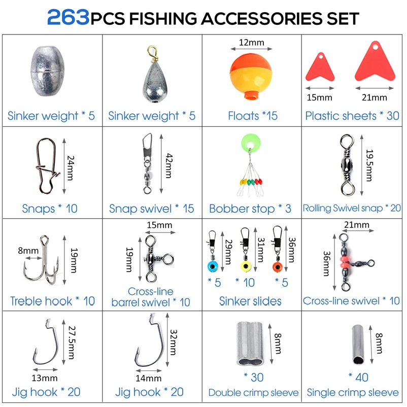 263 قطعة مجموعة ملحقات الصيد ف - مراجعة Fishing Equipment Storage وسعره