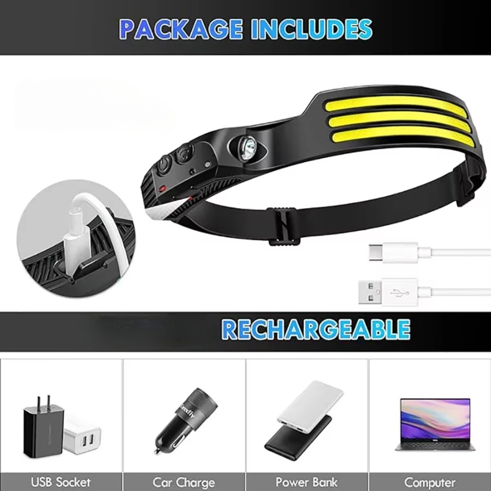 COB LED التعريفي كشافات USB مص - مراجعة Fishing Headlamp وسعره